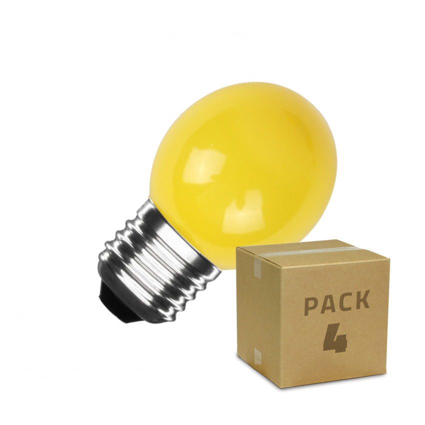 Pack de 4 Lámpadas LED E27 G45 3W Amarela