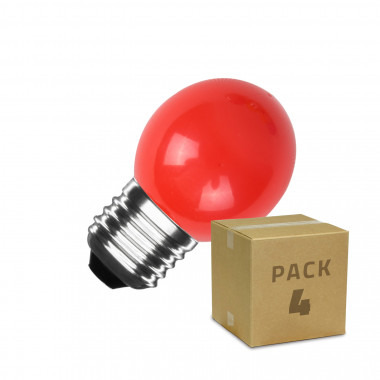 Pack de 4 Lâmpadas LED E27 3W 300 lm G45 Vermelha