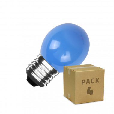 Pack 4 Bombillas LED E27 3W 300 lm G45 Azul