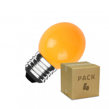 Pack 4 Bombillas LED E27 3W 300 lm G45 Naranja