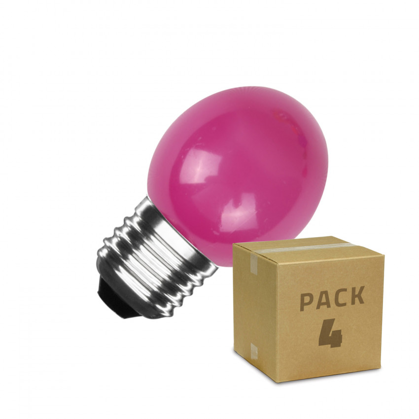 Pack de 4 Lâmpadas LED E27 3W 300 lm G45 Rosa 