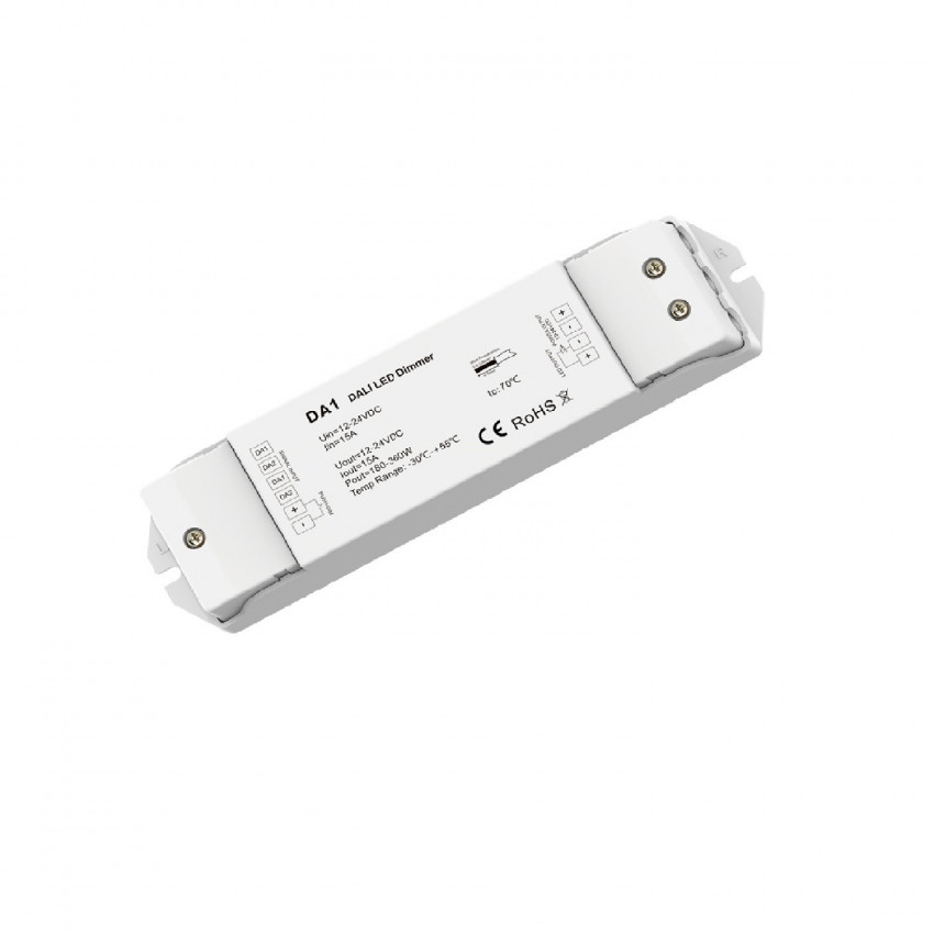Driver Regulable DALI 1 Canal para Tira LED Monocolor 12-48V Compatible con Pulsador
