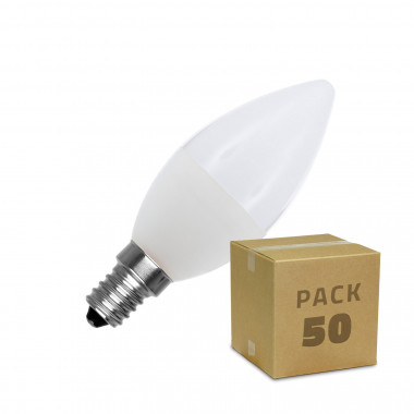 Caixa de 50 lâmpadas LED E14 C37 5W Branco Quente