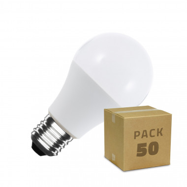 Caixa de 50 Lâmpadas LED E27 A60 5W Branco Quente