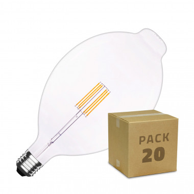 Caixa de 20 Lâmpadas LED E27 Regulável de Filamento Chest A180 6W Branco Quente