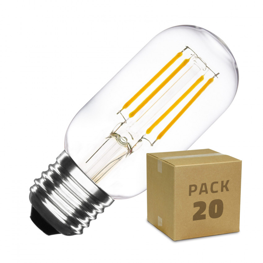 Caja de 20 Bombillas LED E27 Regulable Filamento Tory T45 4W Blanco Cálido