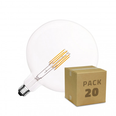Caixa de 20 Lâmpadas LED E27 Regulável de Filamento Big Supreme G200 6W Branco Quente