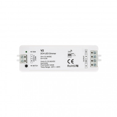 Producto de Controlador Regulador Tira LED CCT 12/24V DC 2 Canales compatible con Mando RF