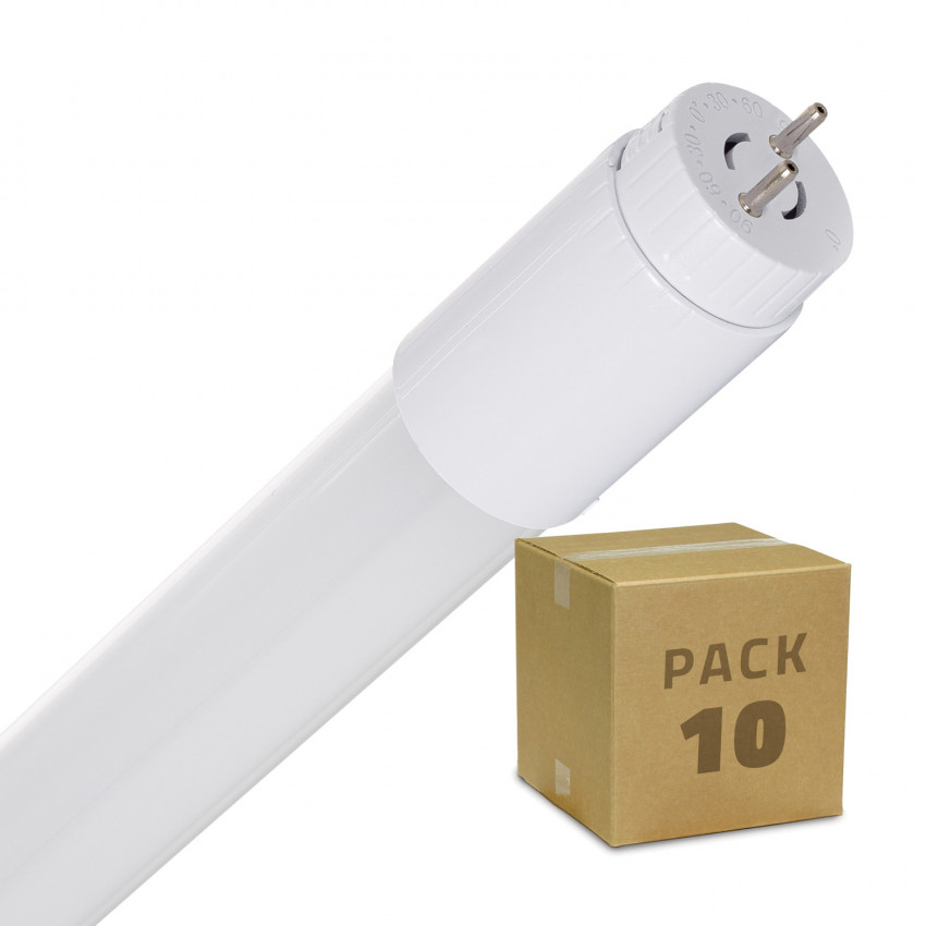 Pack Tubos LED T8 Cristal 600mm Conexión un Lateral 9W 110lm/W (10 un)