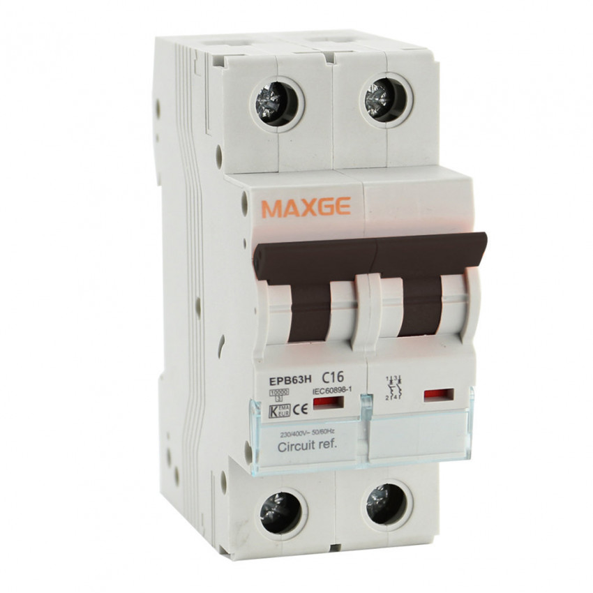 Interruptor Automático Magnetotérmico Industrial MAXGE 2P-10kA Curva C 10-63A 