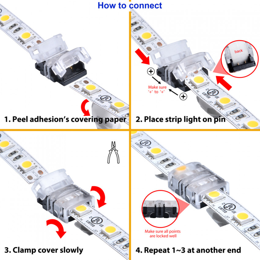 Conector de hipopótamo para Tira LED IP20 sin soldadura