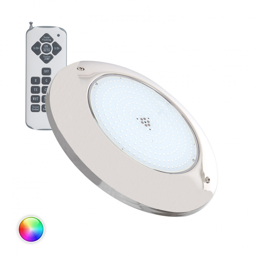 Foco Piscina Superfície LED RGB Submersível 12V AC IP68 Aço Inoxidável 20W