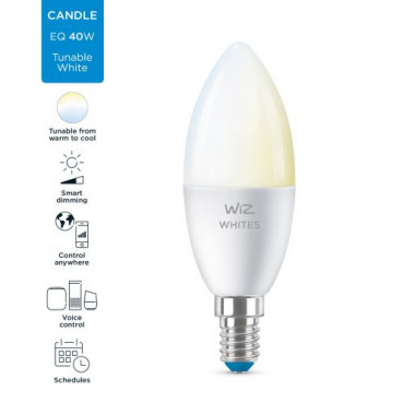 Produto de Lâmpada Inteligente LED E14 4.9W 470 lm C37  WiFi + Bluetooth Regulável CCT WIZ