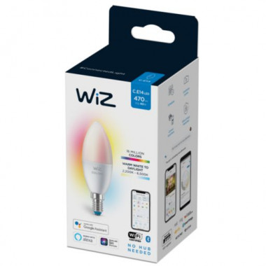 Produto de Lâmpada Inteligente LED E14 4.9W 470 lm C37  WiFi + Bluetooth Regulável RGB+CCT WIZ