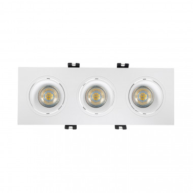 Produto de Aro Downlight  Quadrado Basculante para três lâmpadas LED GU10 / GU5.4 Corte 75x235 mm