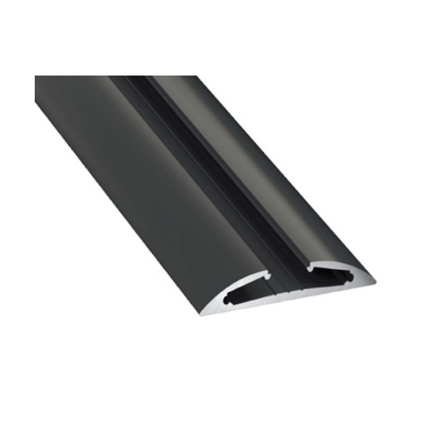 Perfil de Alumínio Superfície Semicircular 2 m Preto para Fita Dupla LED até 12 mm
