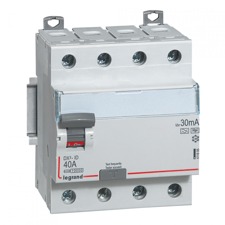 Interruptor Diferencial DX3 Terciario Tipo Hpi Superinmunizado 4P 30mA 40A LEGRAND 411695