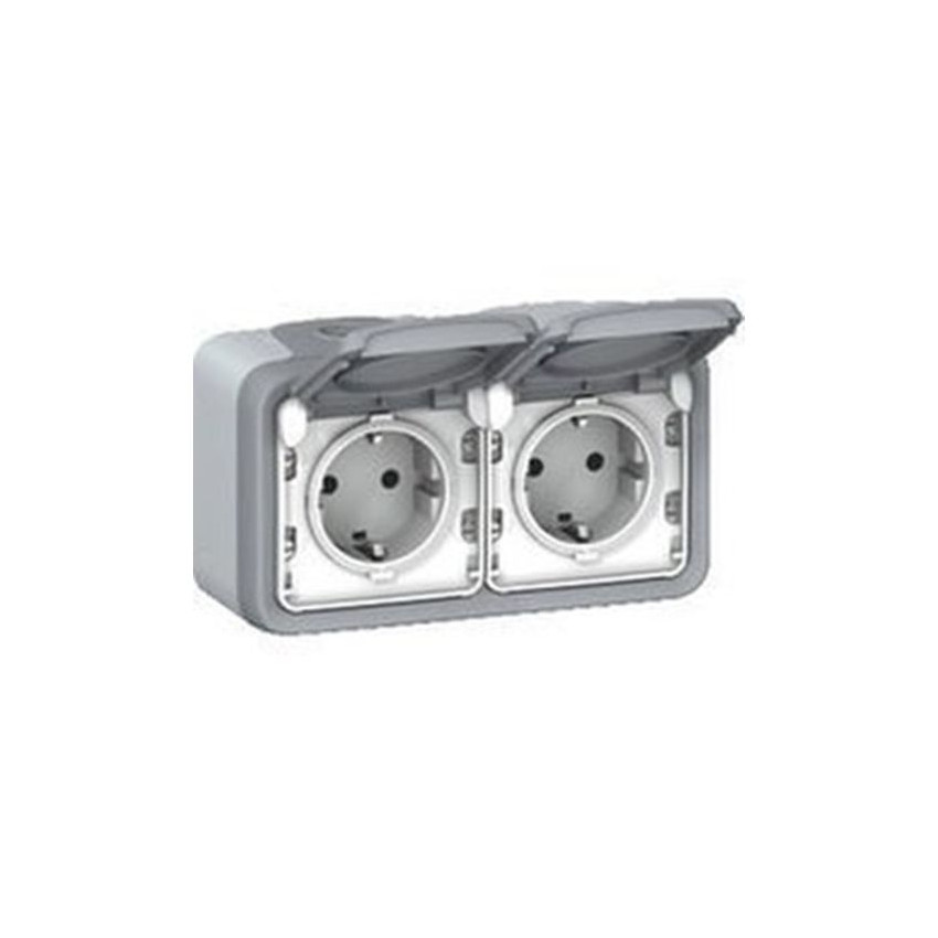 Base Tomada Schuko 2x2P+T Hermética Plexo LEGRAND 069702