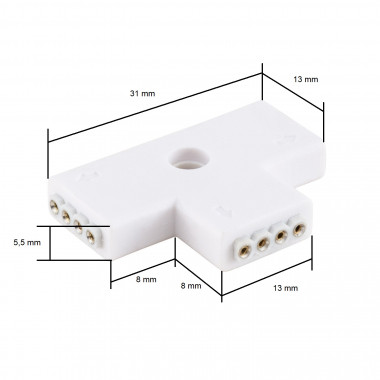 Producto de Conector Rápido Tipo 'T' Tira LED 12/24V RGB