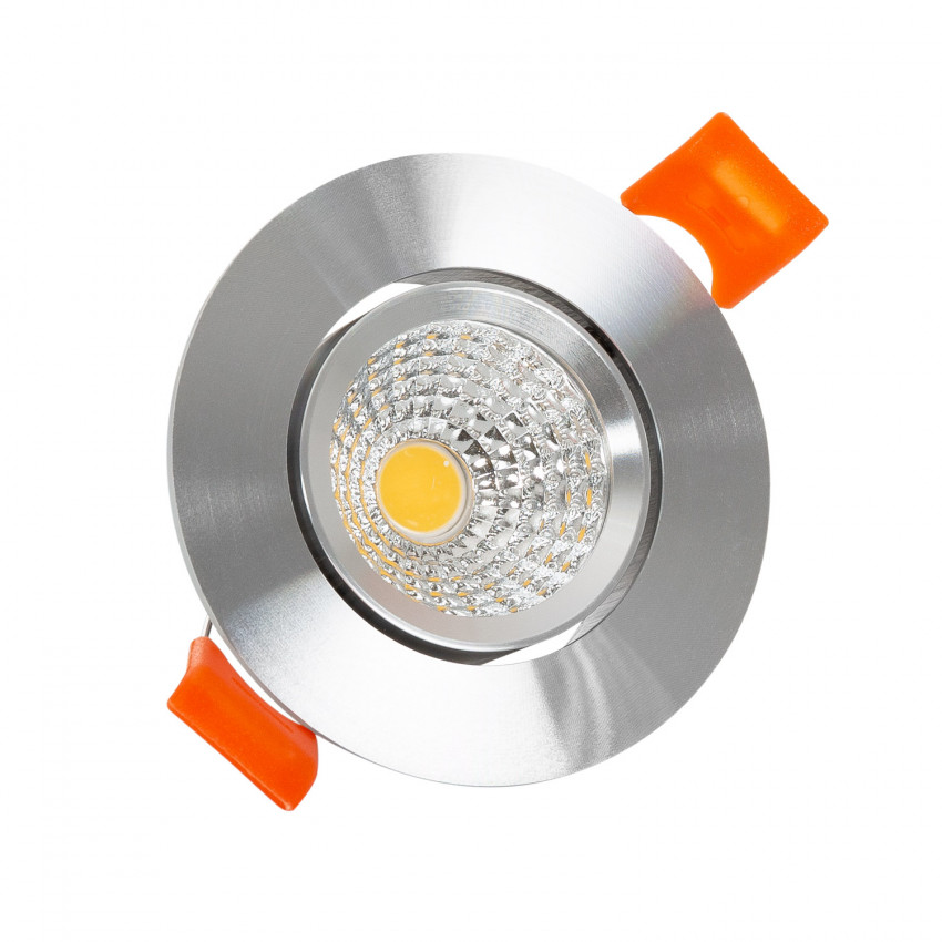 Foco Downlight LED 5W COB Direccionable Circular Plata Corte Ø 55 mm CRI90 Expert Color No Flicker