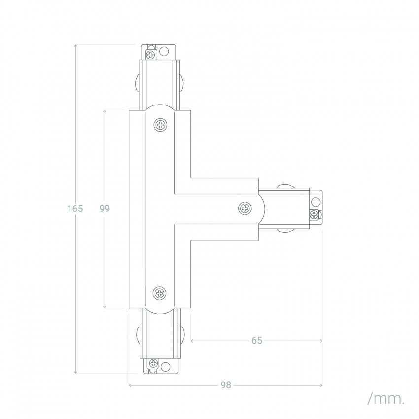 Conector Tipo T para Carril Trifásico 