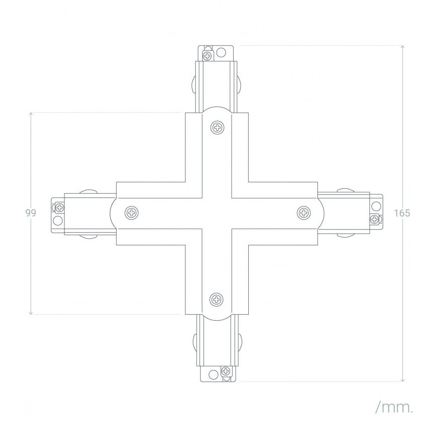Conector Tipo X para Carril Trifásico 