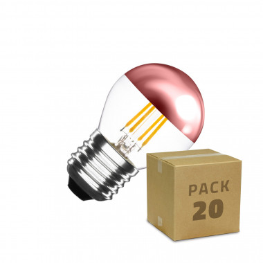 Caixa de 20 lâmpadas LED E27 Filamento Regulável Copper Reflect Small Classic G45 4W Branco quente