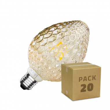 Caixa de 20 lâmpadas LED E27 Filamento Ananás 6W Branco Quente