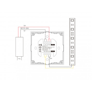Produto de Controlador Regulador de Parede Táctil LED Monocor 12/24V DC RF MiBoxer P1      