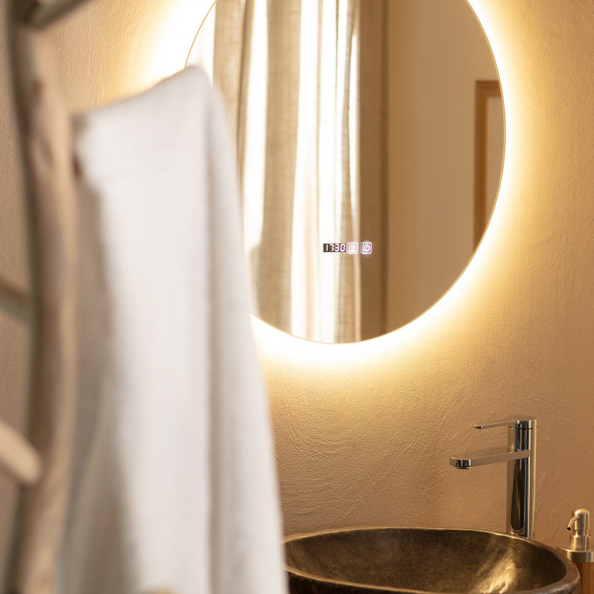 Produto de Espelho Casa de Banho com Luz LED e Anti-embaçante Ø60 cm Big Volpe
