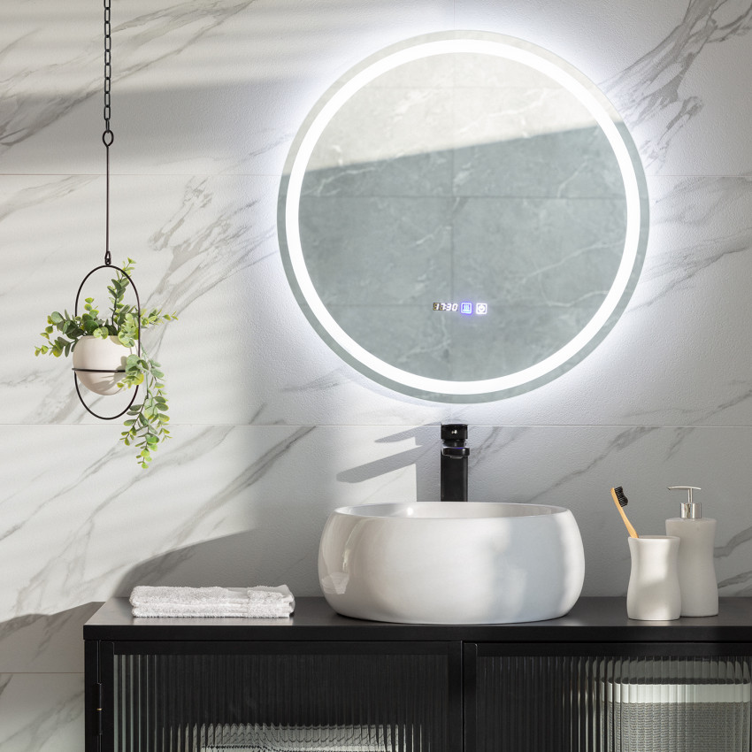 Espejo Baño con Luz LED Ø60 cm Stiniva 