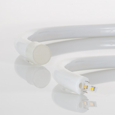 Produto de Fita Neon LED Regulável 220V AC 120 LED/m Circular 360 Branco Quente IP67 à Medida Corte a cada 100 cm