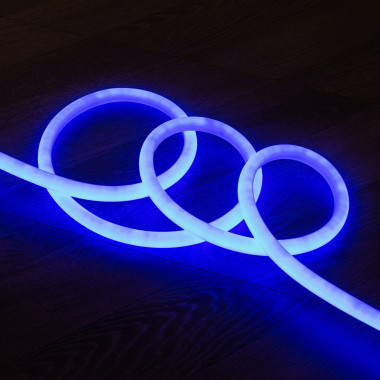 Produto de Fita Neon LED Regulável 220V AC 120 LED/m Circular 360 Azul IP67 à Medida Corte a cada 100 cm