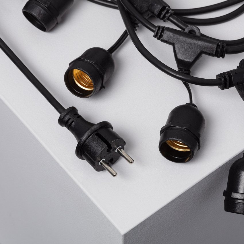 Produto de Grinalda Exterior com 8 Porta-Lâmpadas E27 5.5m Preto IP65