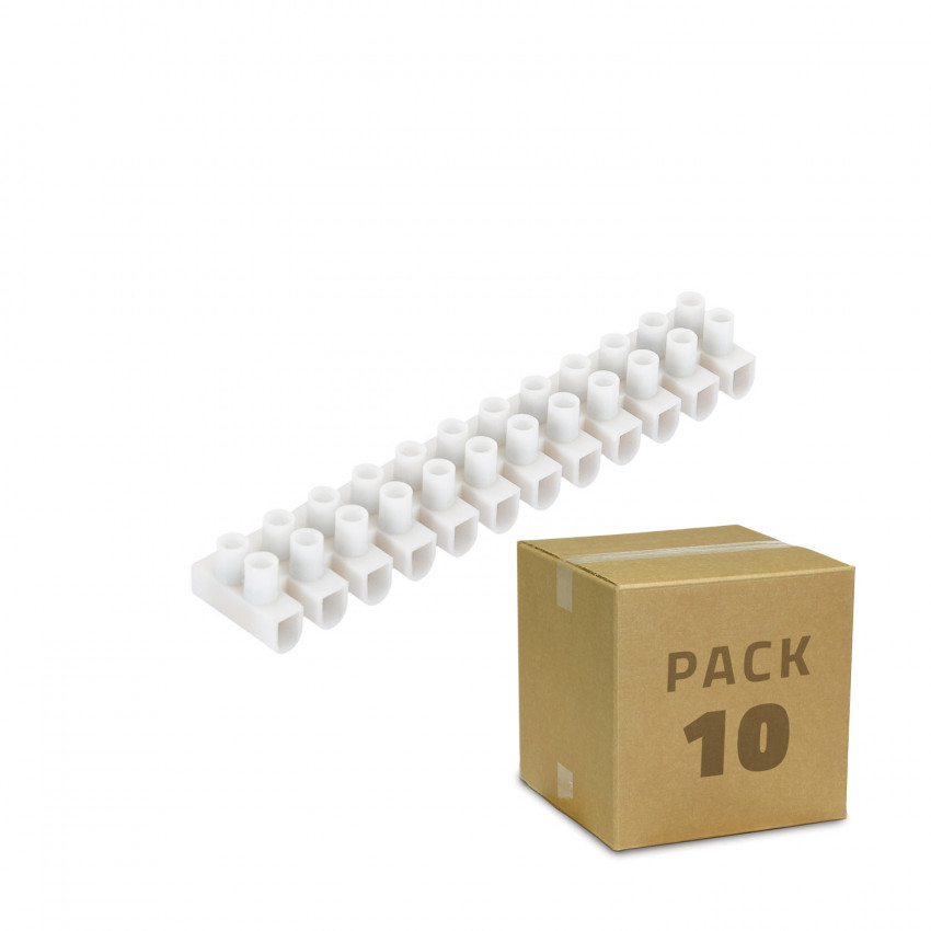 Pack 10 unidades Bloco de Terminais de 12 Conectores de Cabo Eléctrico Branco