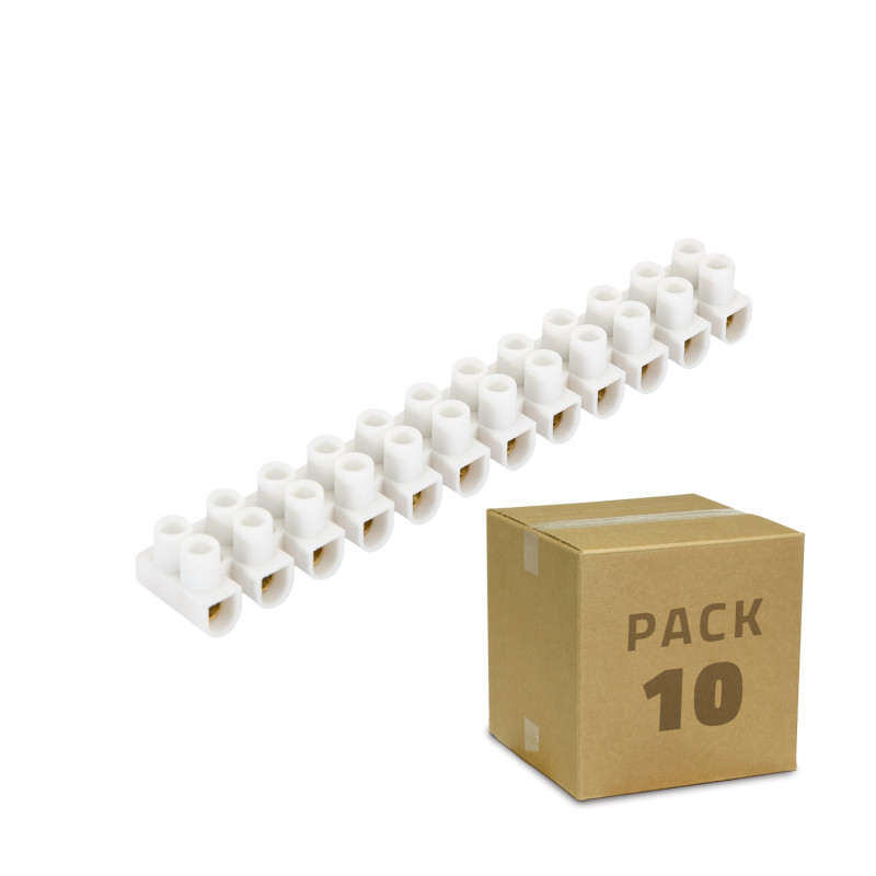 Produto de Pack 10 unidades Bloco de Terminais de 12 Conectores de Cabo Eléctrico Branco