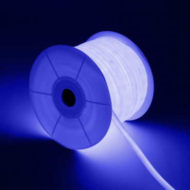 Product Rolo Neon LED Regulável 220V AC 120 LED/m 50 m Circular 360 Azul IP67 a Medida Corte a cada 100 cm