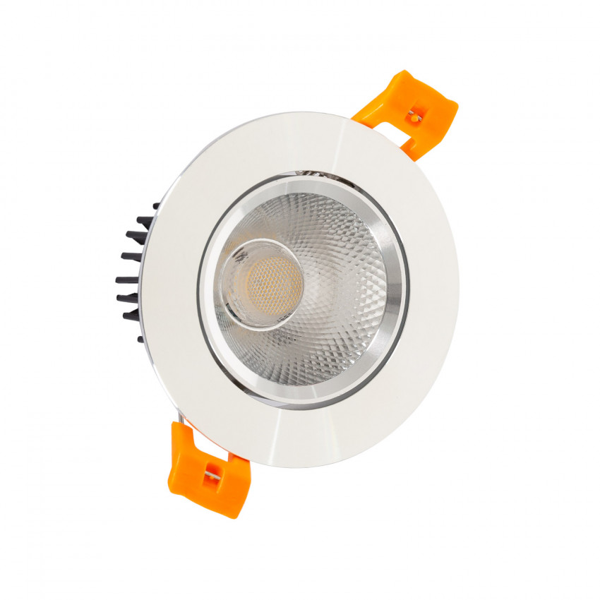 Foco Downlight LED 7W COB Direccionable Circular Plata Corte Ø 70 mm No Flicker