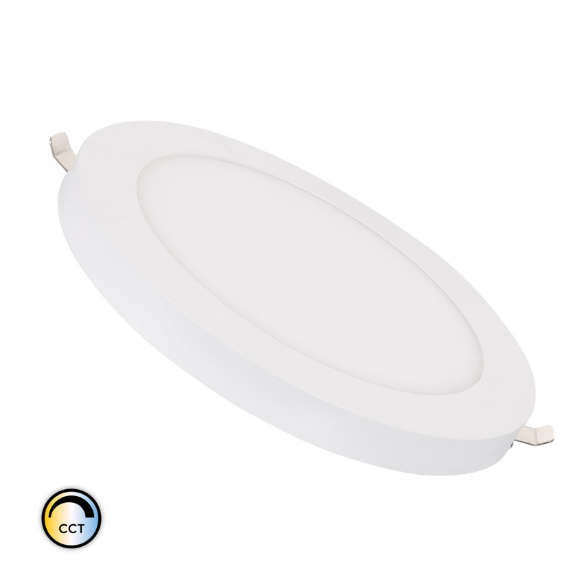 Placa LED 18W CCT Selecionável Circular Slim Surface Corte Ajustável Ø75-210 mm
