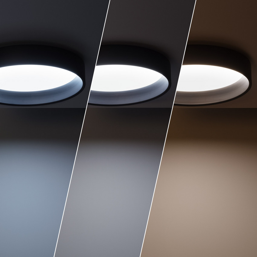 Producto de Plafón LED 20W Circular Metal CCT Seleccionable Ø450 mm Negro Design