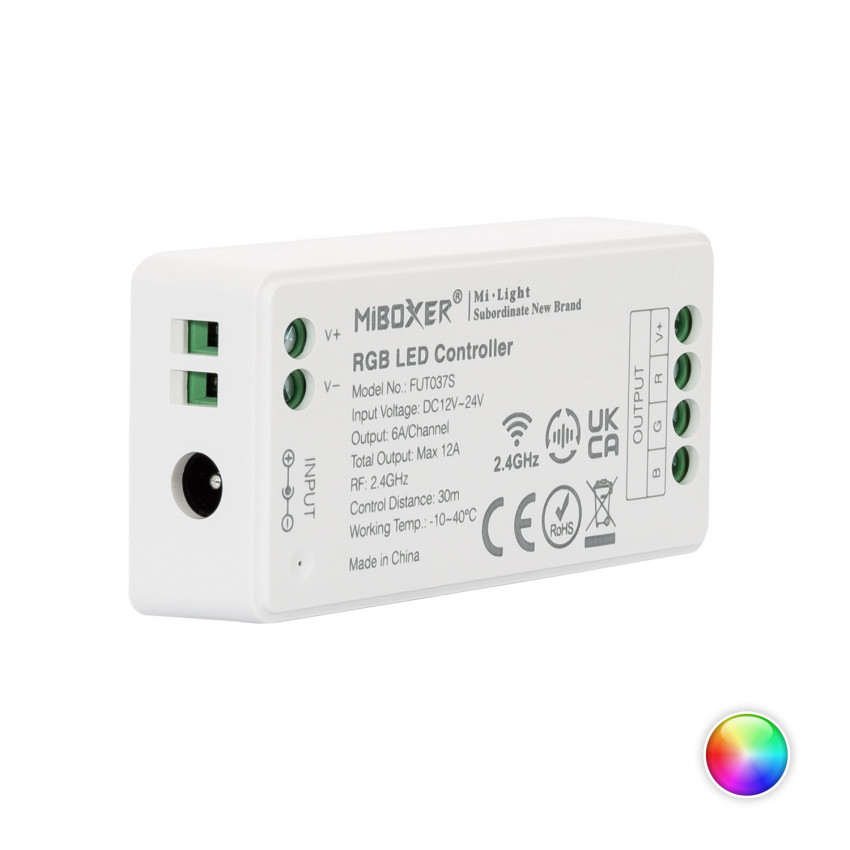 Fotografía del producto: Controlador Regulador LED RGB 12/24V DC MiBoxer FUT037S