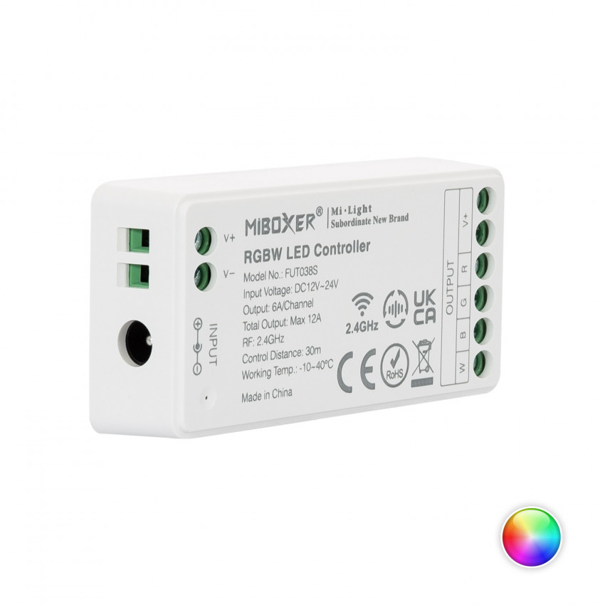 Producto de Controlador Regulador LED RGBW 12/24V DC MiBoxer FUT038S