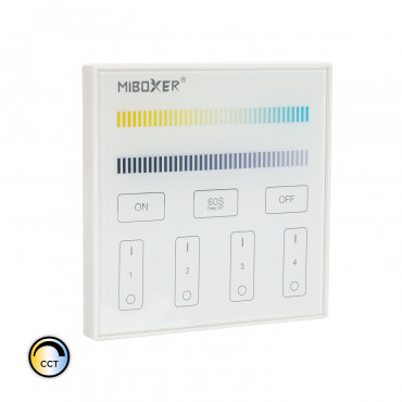 Product Mando RF 220-240V AC de Pared para Regulador LED CCT 4 Zonas RF MiBoxer T2
