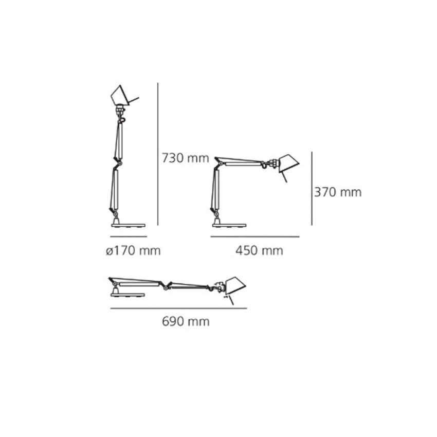 Produto de Candeeiro de Mesa LED Tolomeo Micro com Suporte Fixo ARTEMIDE 