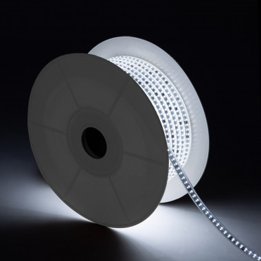 Rolo de Fita LED Regulável 220V AC Solid 120 LED/m 50m Branco Frio IP65 a Medida Largura 14 mm Corte cada 10 cm