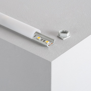 Product Perfil de Aluminio Esquina 1m con Tapa Circular para Tiras LED hasta 10 mm