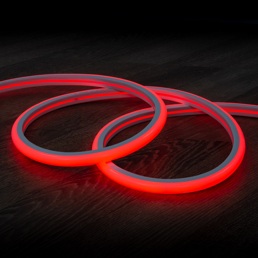 Tira Neón LED 7.5 W/m Regulable 220V AC 120 LED/m Semicircular 180º Rojo IP67 a Medida Corte cada 100 cm