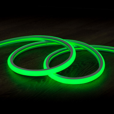 Produto de Fita Neon LED 7.5 W/m Regulável 220V AC 120 LED/m Semicircular 180º Verde IP67 à Medida Corte a cada 100 cm 