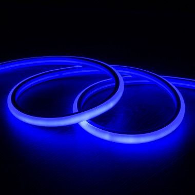 Produto de Rolo Neon LED 7,5 W/m Regulável 220V AC 120 LED/m 50m Semicircular 180º Azul IP67 Corte Cada 100 cm