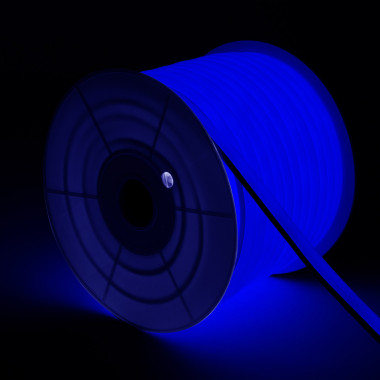 Produto de Rolo Neon LED 7,5 W/m Regulável 220V AC 120 LED/m 50m Semicircular 180º Azul IP67 Corte Cada 100 cm